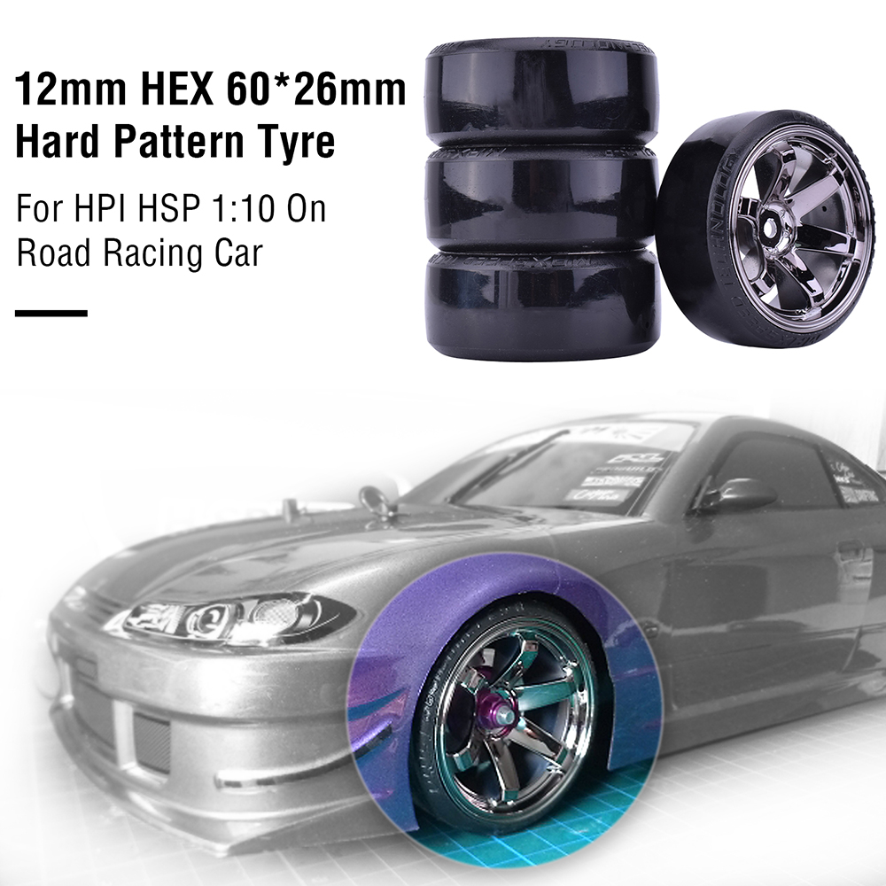 4 Uds 1/10 RC Drift ruedas de carretera neumático de patrón duro para 1/10 Traxxas D4 HSP HPI Sakura TT01 Tamiya Drifting RC accesorios de coche