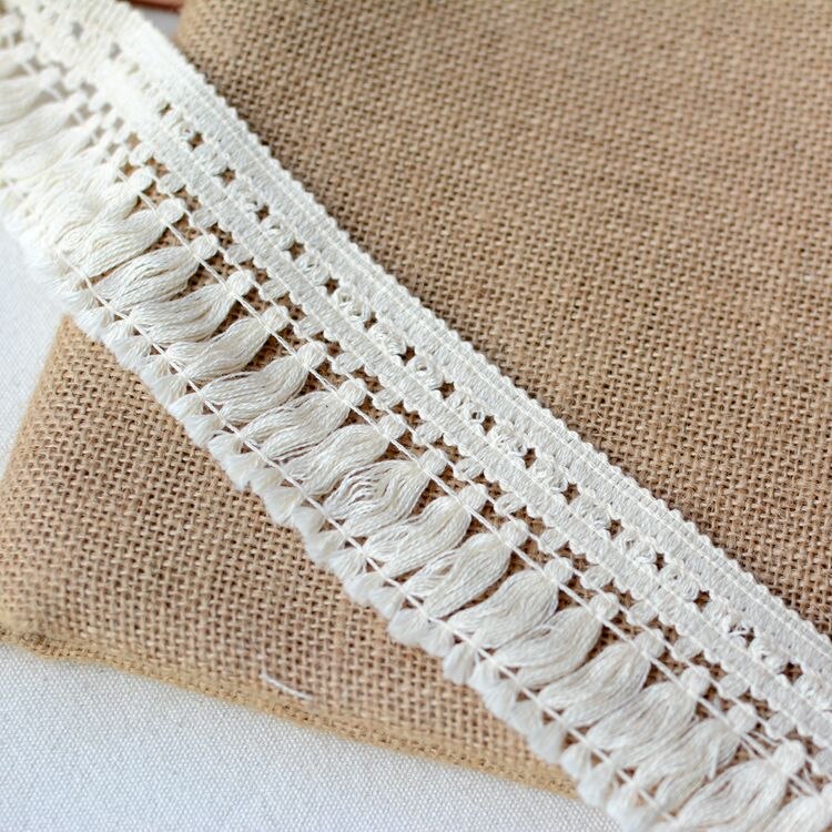 2 meter beige katoenen kwastjes, katoenen franjes, kant, kleding, gordijnen, woonaccessoires, kwastjes, kant, bandjes , 5.5cm