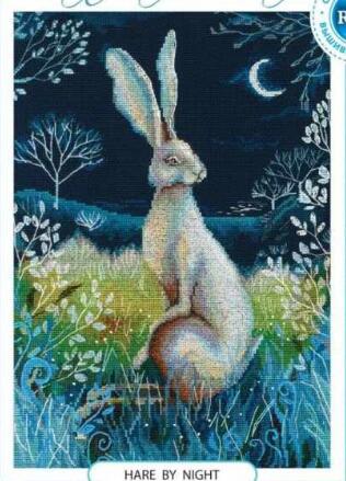 Gold Collection Counted Cross Stitch Kit Hare By Night Rabbit Bunny rto
