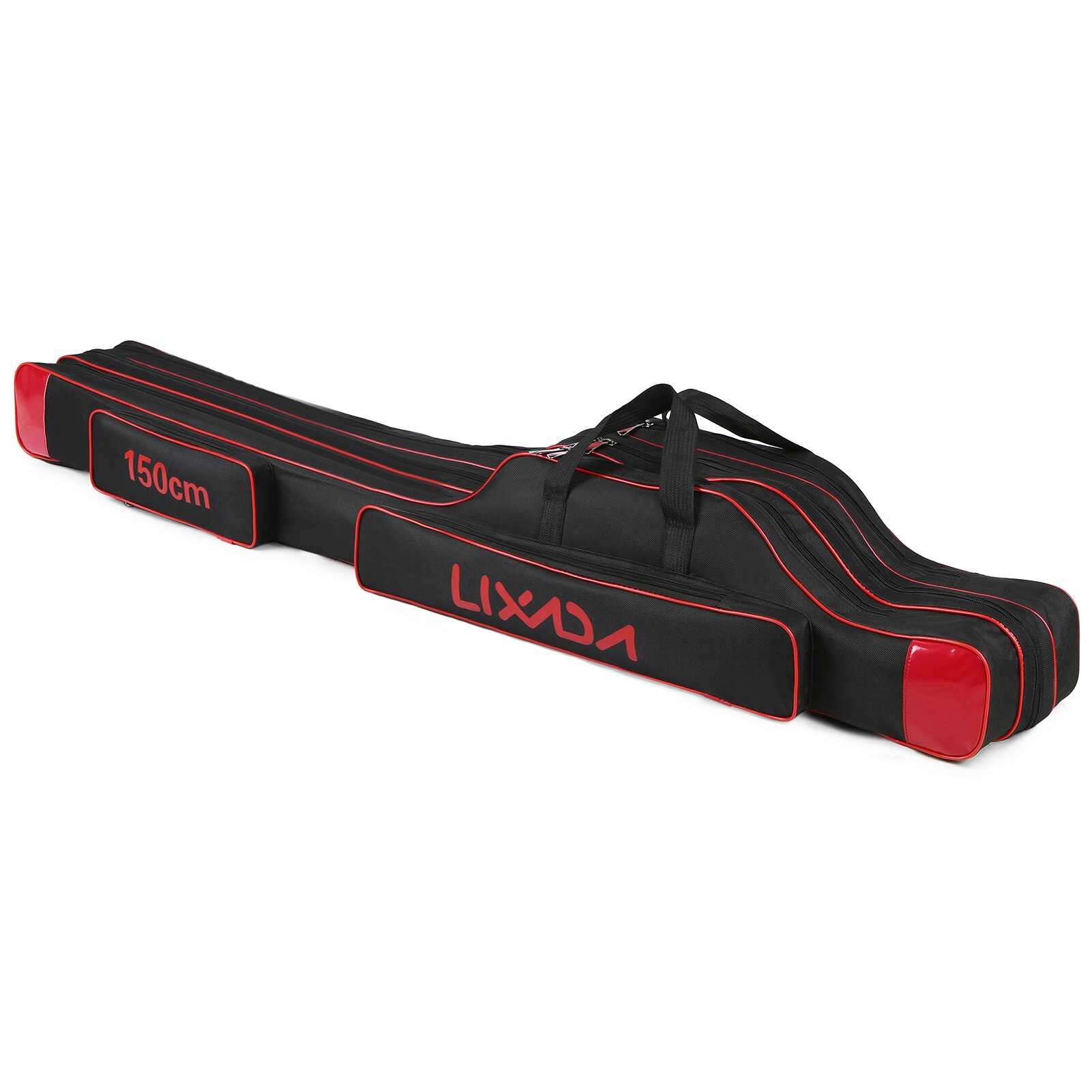 Lixada-bolsa para caña de pescar de 3 capas, caña de pescar portátil para estuche de transporte, carrete de pesca, bolsa de almacenamiento de hombro, 90cm/120cm/150cm: A 150cm Black Red