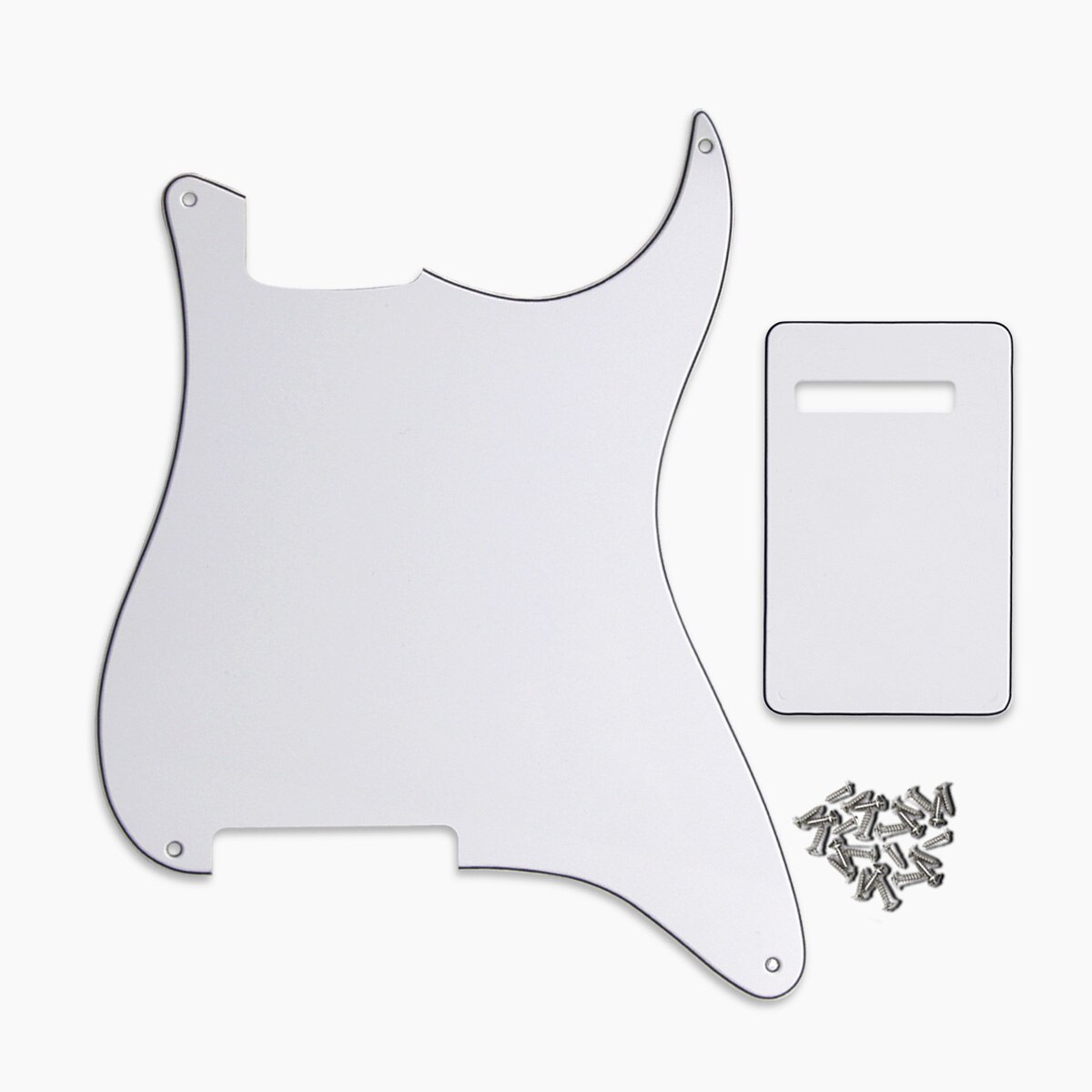 Floror – ensemble de 4 pièces de guitare électrique, matériel vierge, plaque à gratter, plaque arrière et vis, bricolage: White 3ply