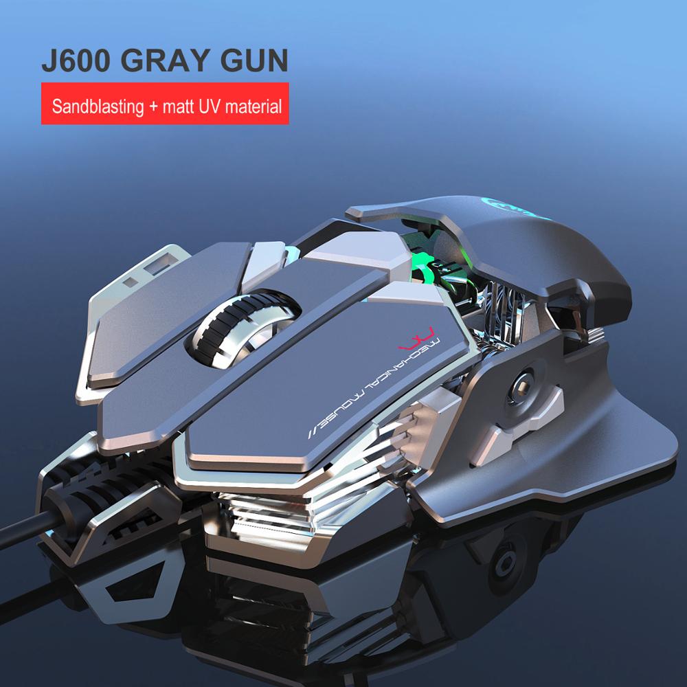 J600 eat chicken mechanische gamingmuis 6400 dpi 9- toetsen programmeerbare bedrade muis licht cool automatisch pistool voor pc-gamers