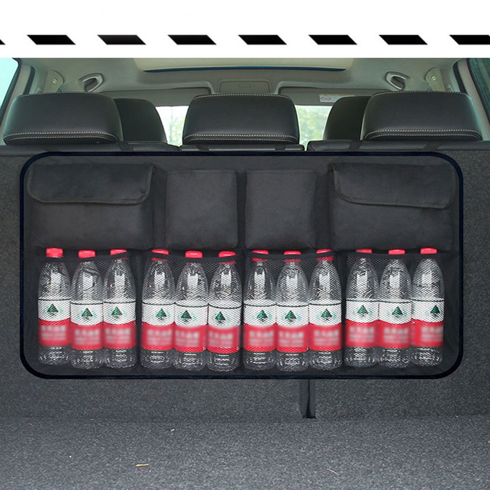 Car Rear Seat Back Storage Bag Multi Hanging Nets Pocket Trunk Bag Organizer Auto Stowing Tidying Interior Accessories Supplies