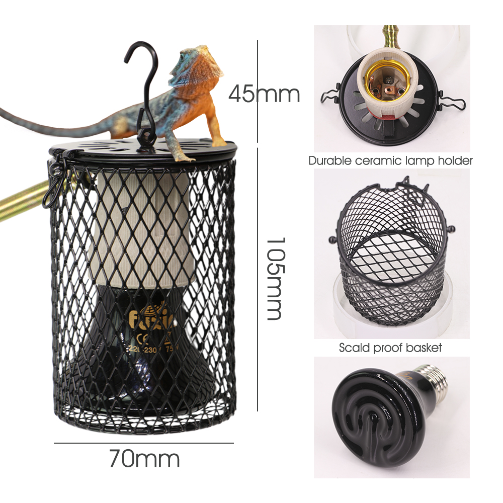 Lampadina riscaldante in ceramica resistente per rettili con copertura protettiva contro lo scottatura riscaldatore a emissione di luce per bestiame di pollame