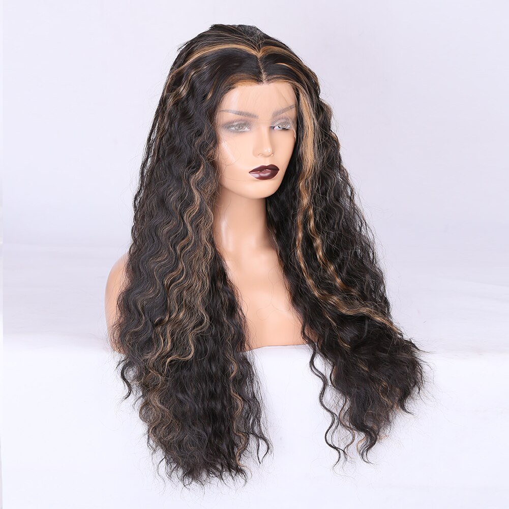 RONGDUOYI Highlight Lace Wigs for Women Synthetic Lace Front Wig Long Natural Wave Wigs High Temperature Fiber Cosplay Wig