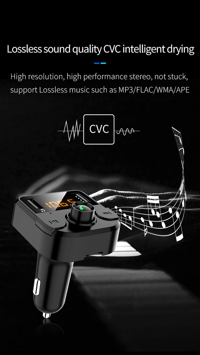 Samochodowy bezprzewodowy zestaw głośnomówiący Bluetooth 5.0 FM odbiornik audio samochodowy odtwarzacz MP3 3.1A podwójny USB szybki ładunek samochodowy odtwarzacz MP3