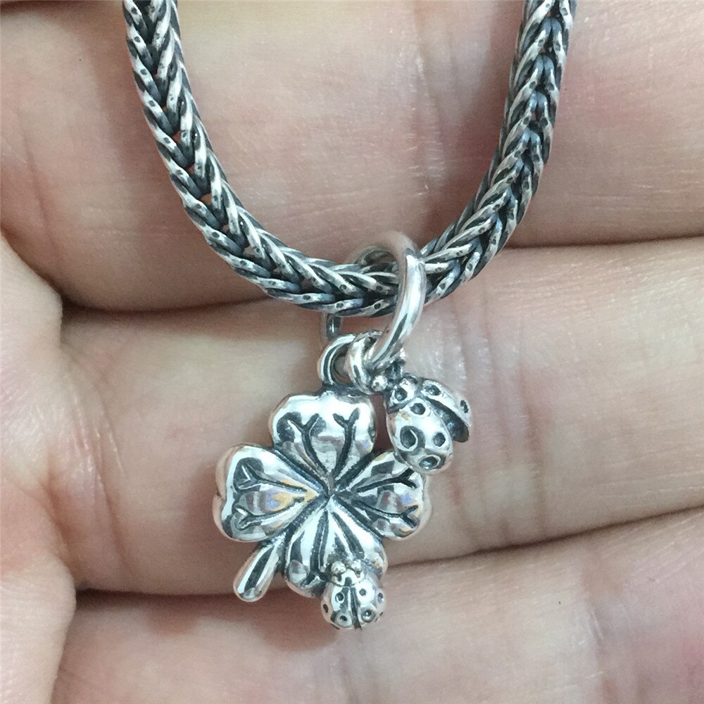 Beadance 925 Sterling Zilveren Klavertje Vier Lieveheersbeestje Dangle Charm Bead Europese Sieraden