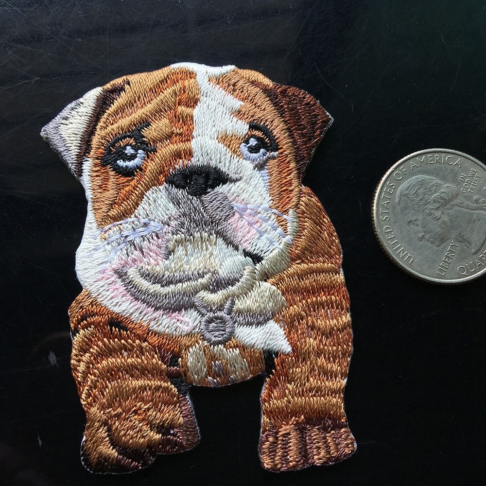 1 Pcs Cartoon Dier Bulldog Patch Borduurwerk Badge Patch Patroon Diy Kinderen Kleding Patch Broek Sticker Patch