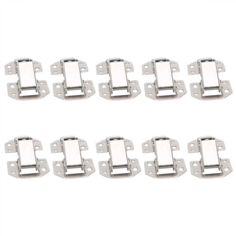 Dobradiças de armário sem perfuração, dobradiças de porta em formato de ponte com buraco sem perfuração para móveis, dobradiça de fácil instalação com 10 peças