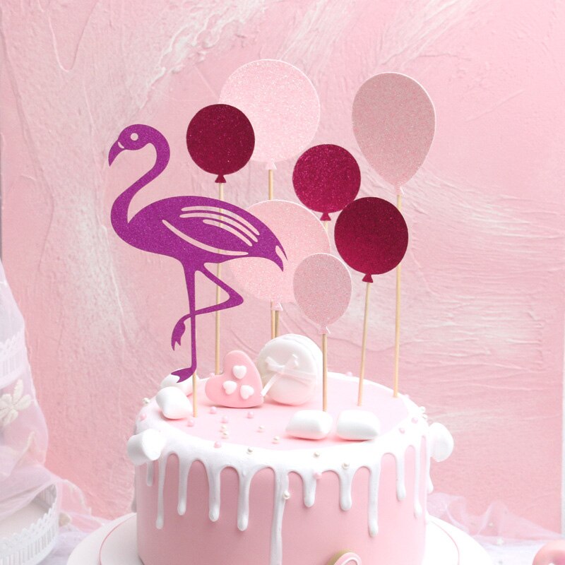 1pc tillykke med fødselsdagen kage topper farverig akryl unicorn flamingo blomster ballon til unicornio fest dekoration dessert