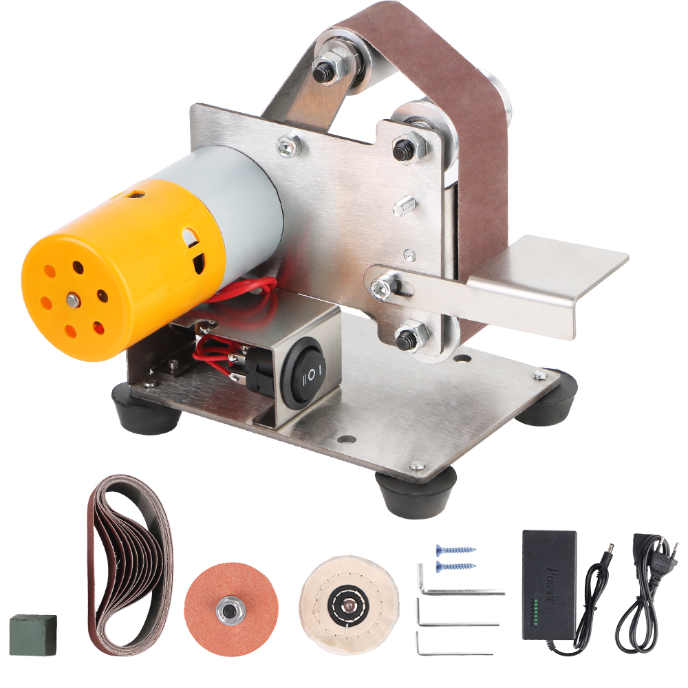 Rettificatrice elettrica per affilatrice a 7 velocità variabile Levigatrice elettrica per levigatura e lucidatura ​ Mini levigatrice a nastro con spina UE: Default Title