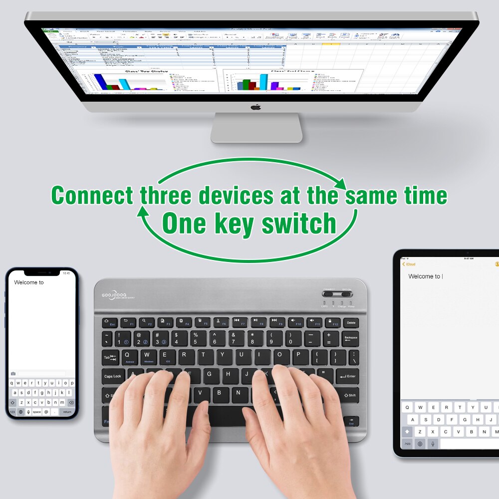 GOOJODOQ Wireless Keyboard And Mouse For iPad Tablet Smartphone Bluetooth Keyboard For Xiaomi Samsung Huawei Teclado Sem Fio