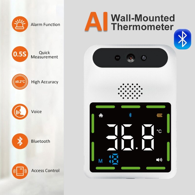 Bluetooth Smart Thermometer ℃/℉ Switchable Standby More Than 60 Days with APP Alarm Accurate Reading LCD Display for School Airp: Bluetooth Type