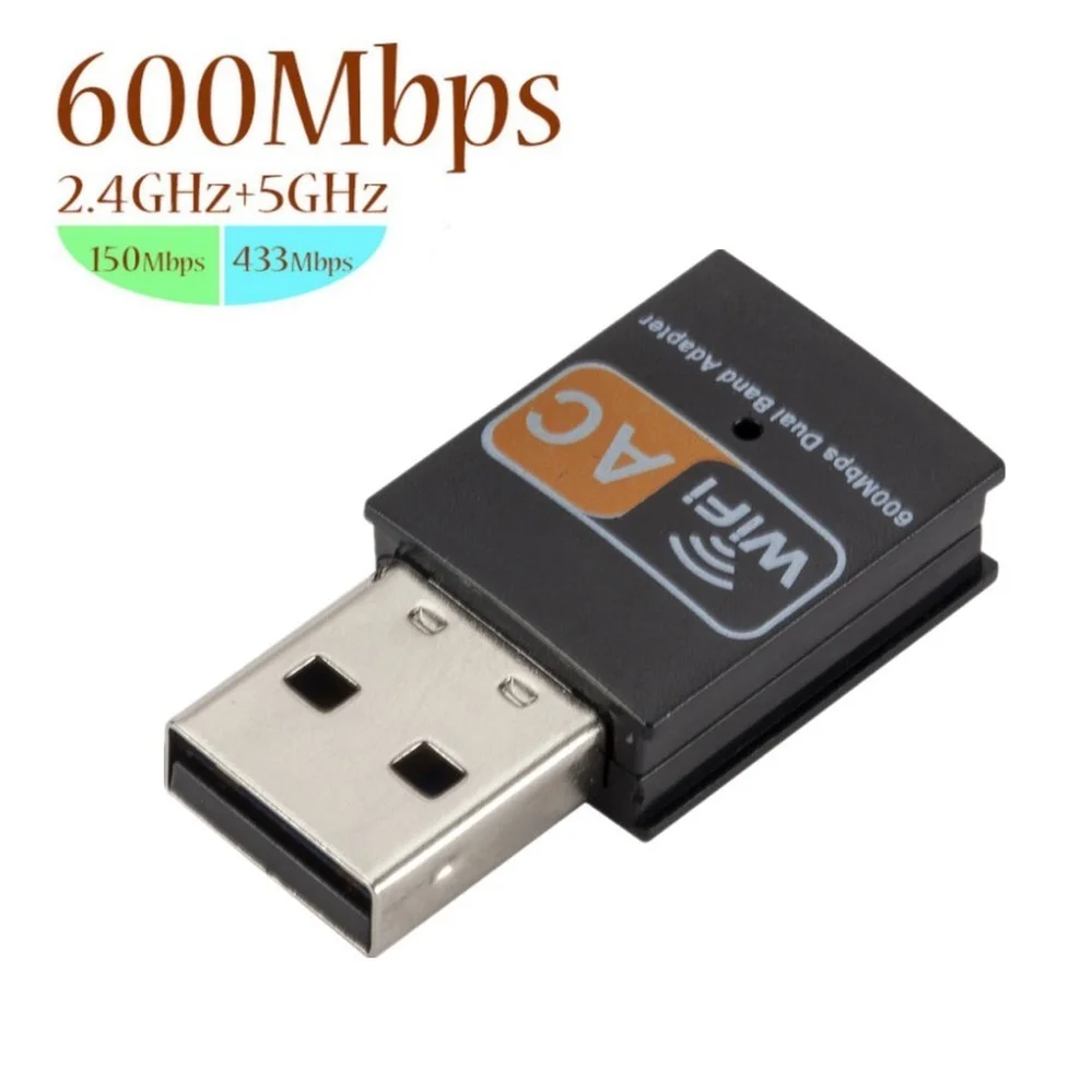 600Mbps 2.4GHz+5GHz Dual Band USB Wifi Adapter Wireless Network Card Wireless USB Wi Fi Adapter Wi-Fi Dongle PC Network Card
