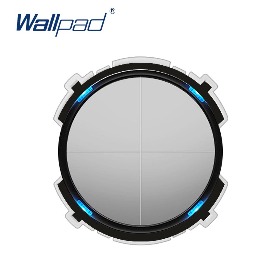Wallpad 4 Gang 2 Way Wall Light Switch LED Indicator Function Key Only Free Combination: Gray