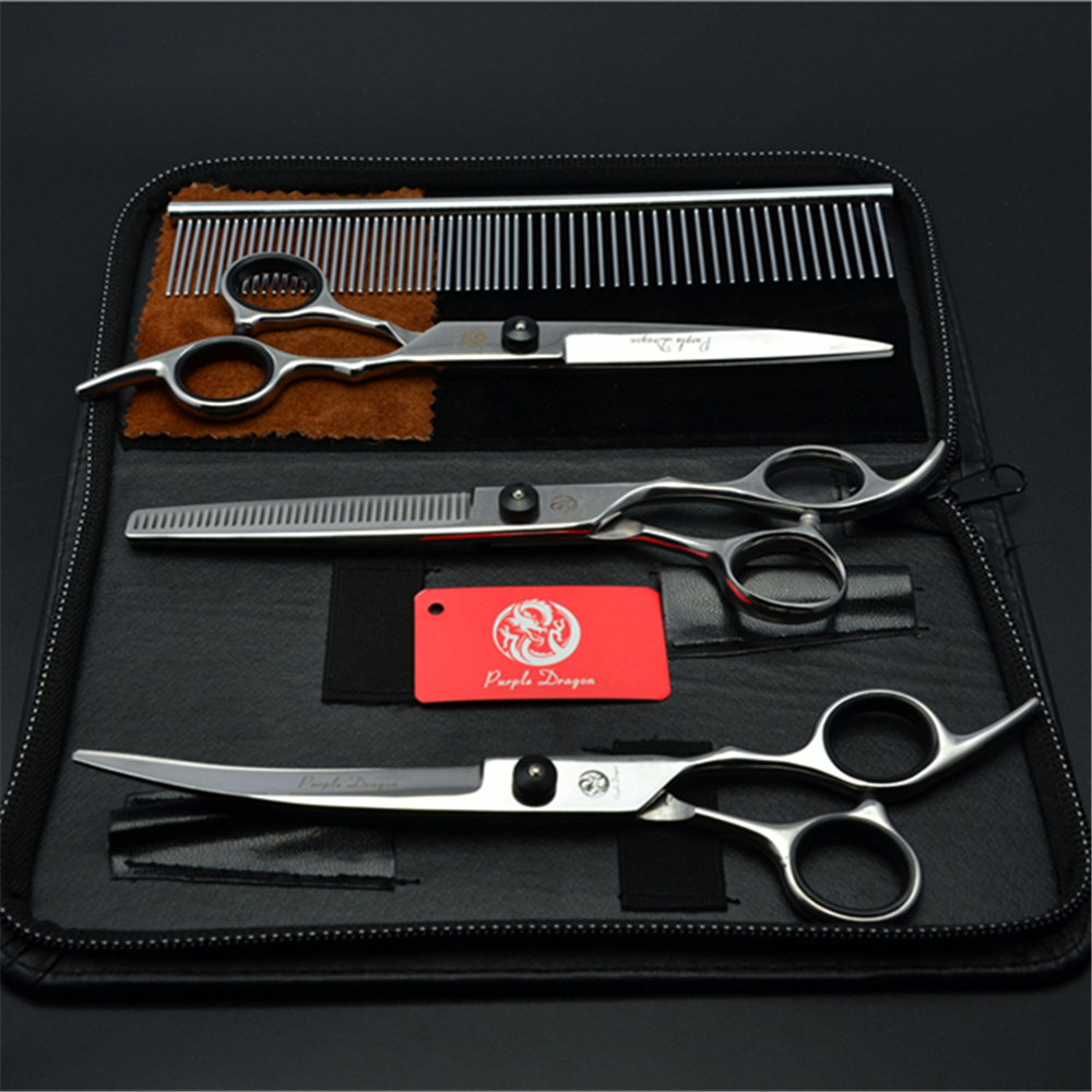 Tijeras de peluquería para perros de 6 ", tijeras de peluquería para mascotas de acero inoxidable japonés, tijeras de corte, tijeras de adelgazamiento, juego de tijeras curvas Z3001: SCARLET