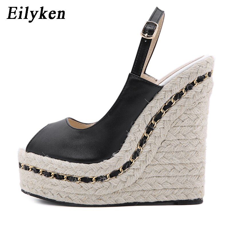 Eilyken Super Hoge Vrouwen Zomer Wig Sandalen Vrouwelijke Platform Mode Hoge Hak Sandalen Open Teen Dames Schoenen Maat 35-42