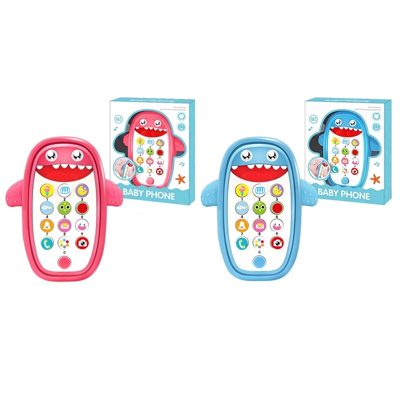Bijtringtelefoon voor baby's met afneembare zachte hoes, lichtjes, muziek en regelbaar volume - speel en leer
