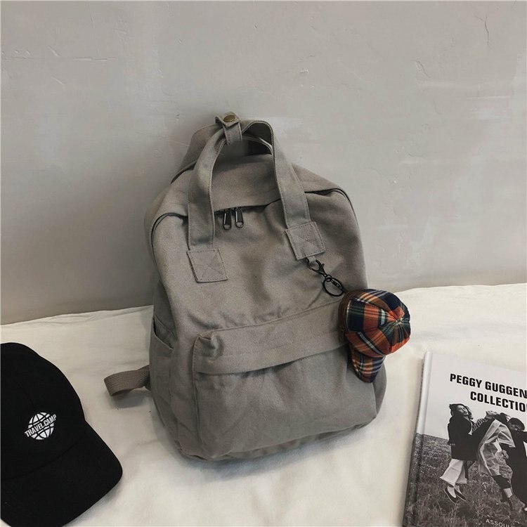 Women School Backpacks for Girls Canvas School Students Bookbag Large Capacity Laptop Travel Backpack: Gray