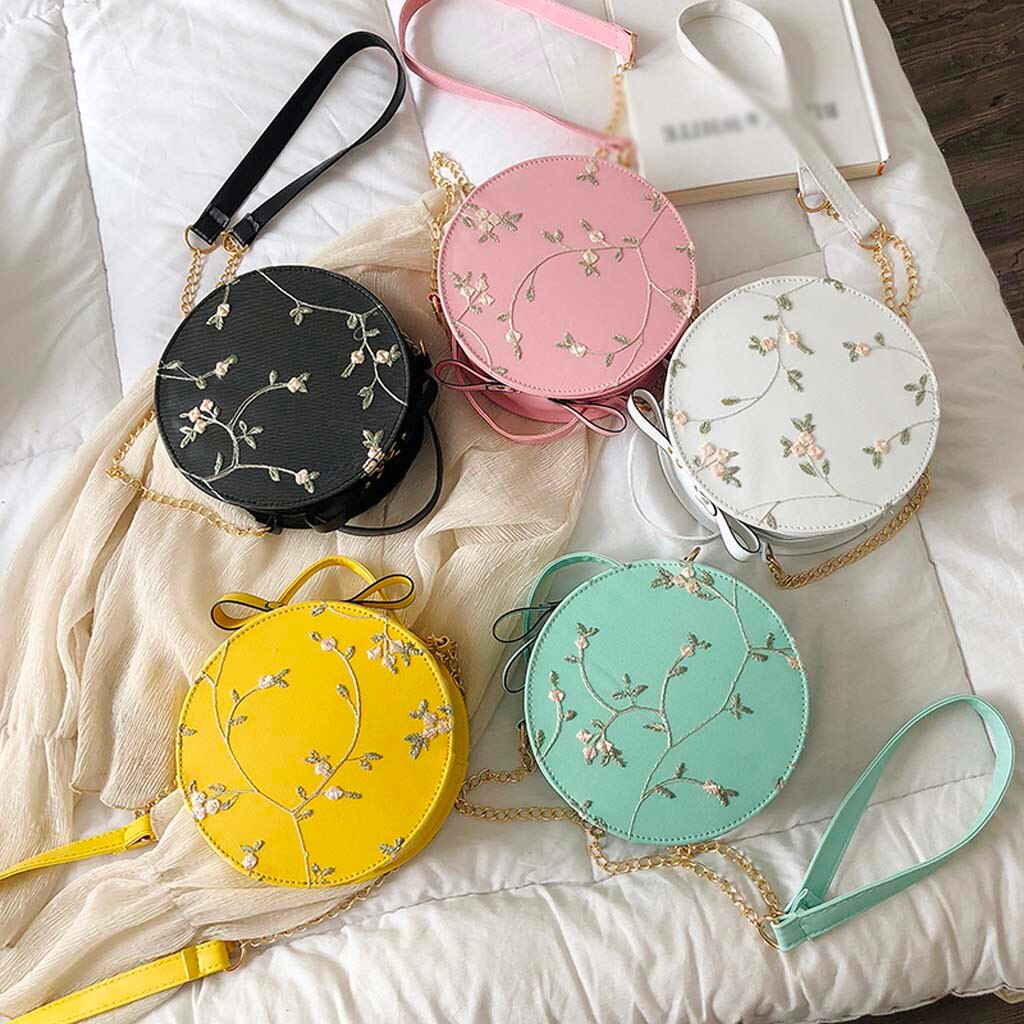 Women's Lace Fresh Handbag Crossbody Bag Solid Color Small Round Bag Shoulder Crossbody Bag Card Holder Coin Purse