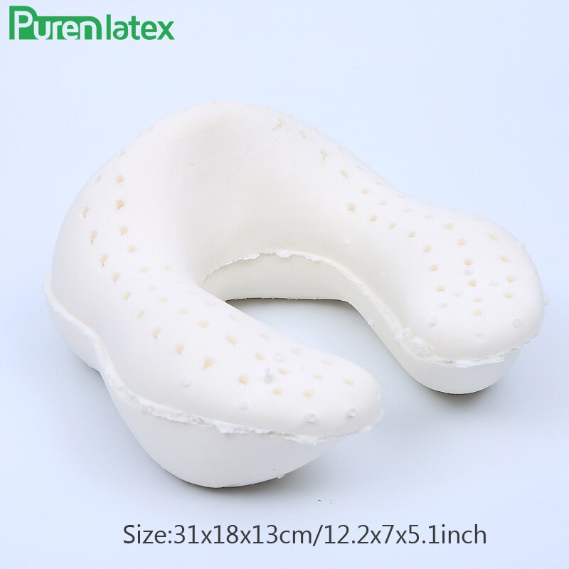 PurenLatex U Shape Travel Pillow Neck Protect Cervical Spine Thailand Pure Nature Latex Orthopedic Head Pillow Office Train