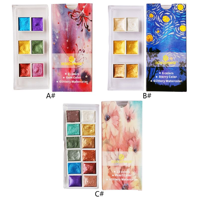 Ensemble de couleurs à paillettes, Pigment métallique doré, peinture d'artiste, N7MA, 6/12 couleurs