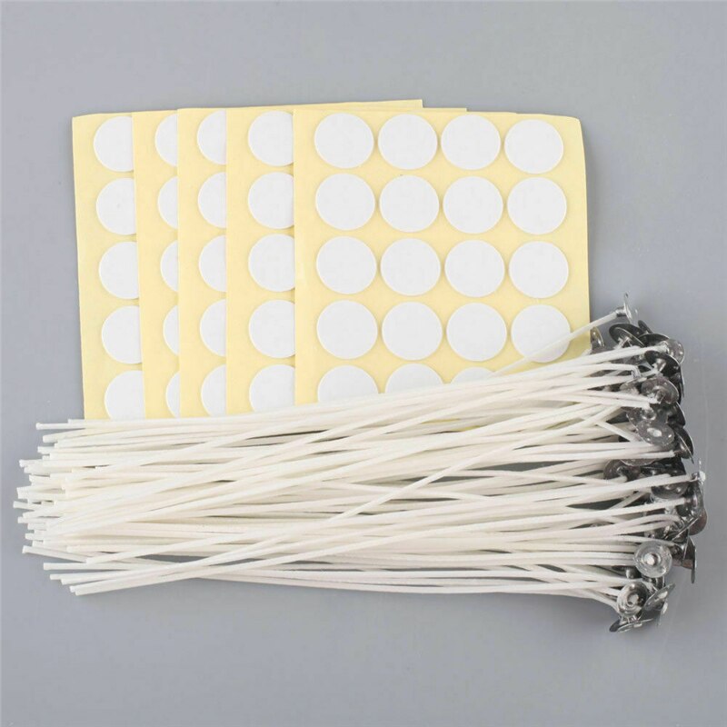 100pcs/bag Pure Cotton Core Candles Wicks DIY Candle Making Pre-waxed with Wicks Stickers for Candle Making Supply