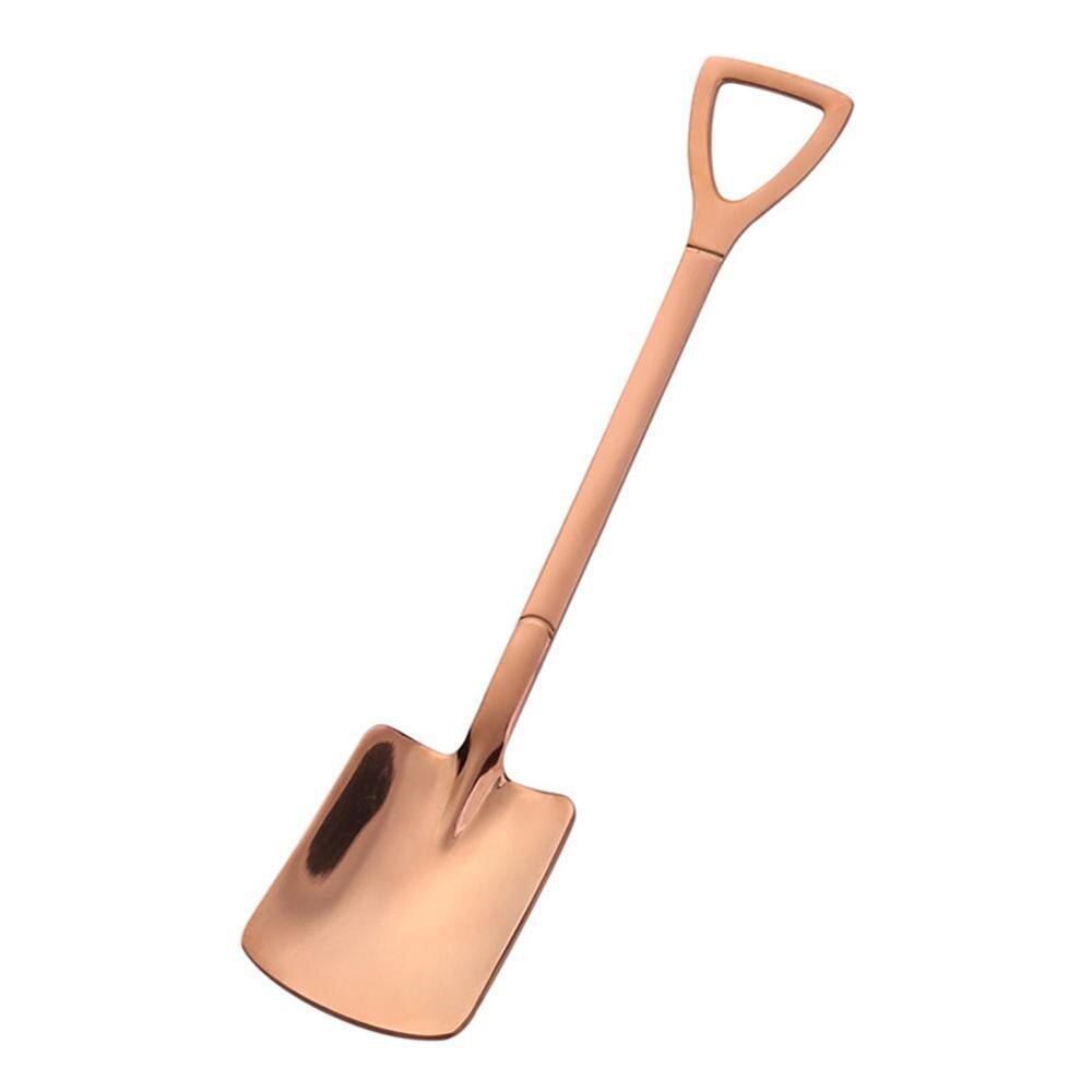 Stainless Steel Iron Shovel Spoon Coffee Ice Cream Spoon Cute Engineering Gadget Shovel Spoon Retro Square Kitchen R2L7: B