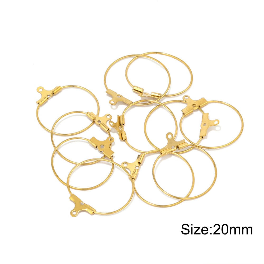 Pendientes de aro de acero inoxidable para mujer, aretes grandes de 20/25/30/35/40/45mm, Conector de ganchos de alambre para oreja, fabricación de joyas DIY, 20 piezas: Blanco