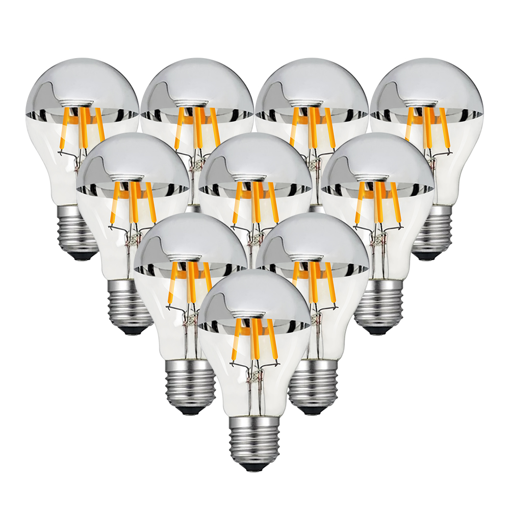 Bombilla Led Edison regulable A19 E27 4W 8W 220V cuenco plateado superior filamentos goteados bombilla Led medio cromo A60 corona lámparas de luz Vintage: YELLOW / changeable / 8 W