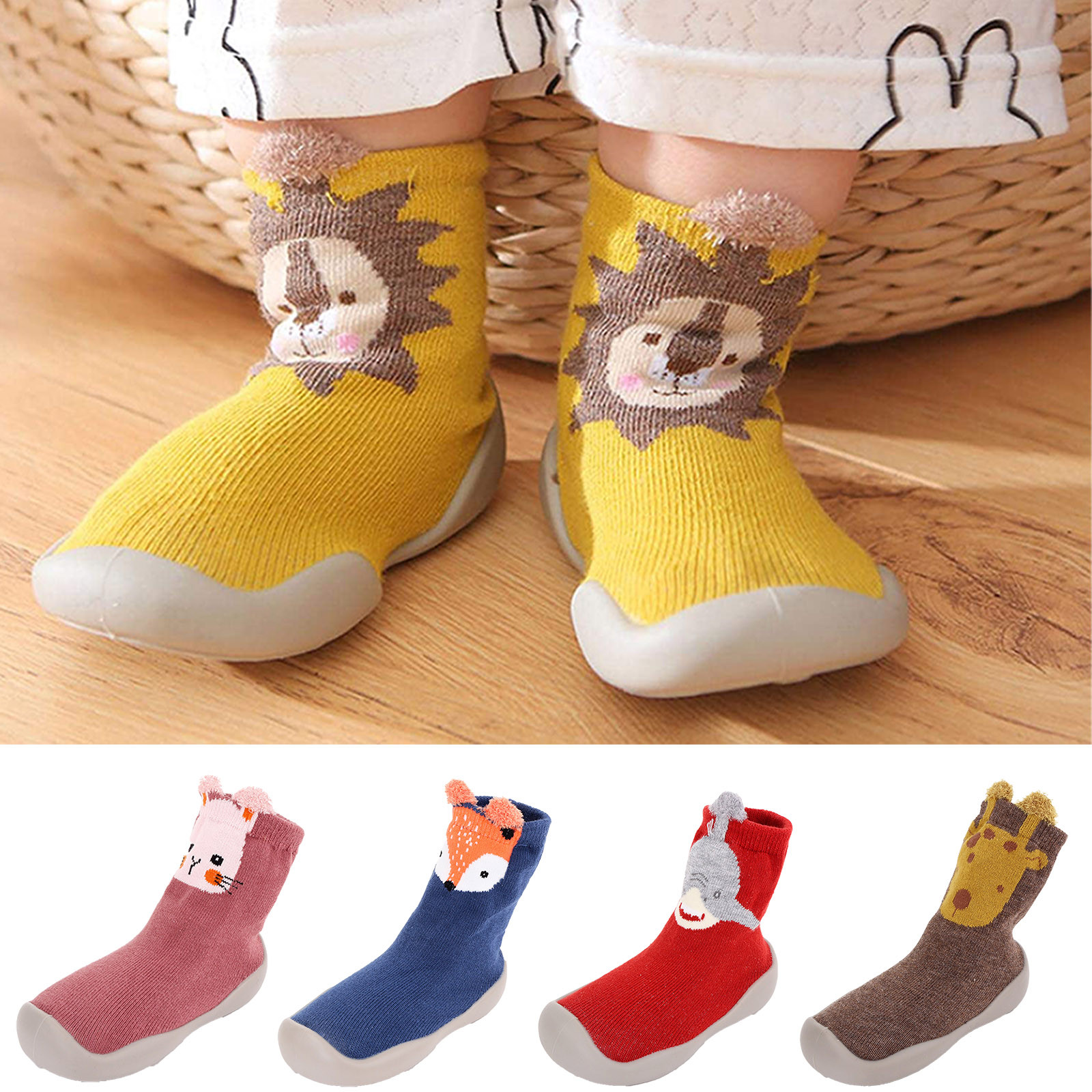 Chaussettes pour bébé garçon et fille, chaussettes de sol chaudes, semelle en caoutchouc, chaussures antidérapantes, accessoires pour premiers pas, # L4