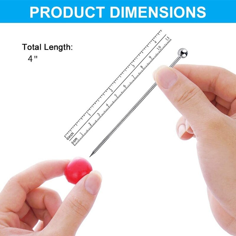 15Pcs Cocktail Picks, 4 Inch Reusable Stainless Steel Martini Picks Cocktail Toothpicks for Olives Appetizers Sandwich