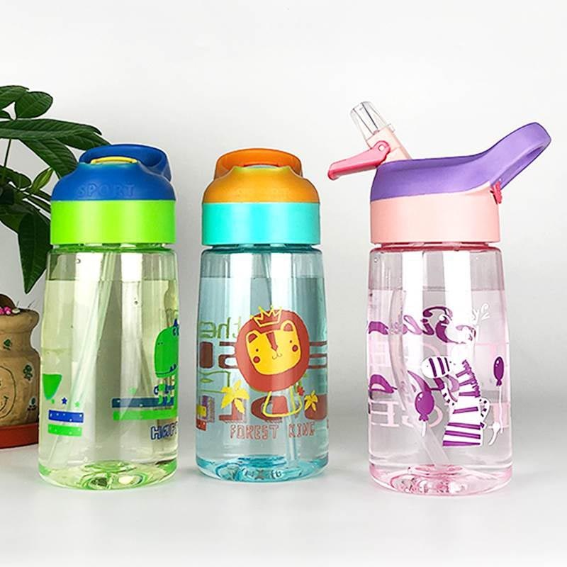 Bebis lärande vattenflaskor med sugrör matningsflaska sippy flaska stor mun barn pp läckagesäker träning 500ml koppar flaska