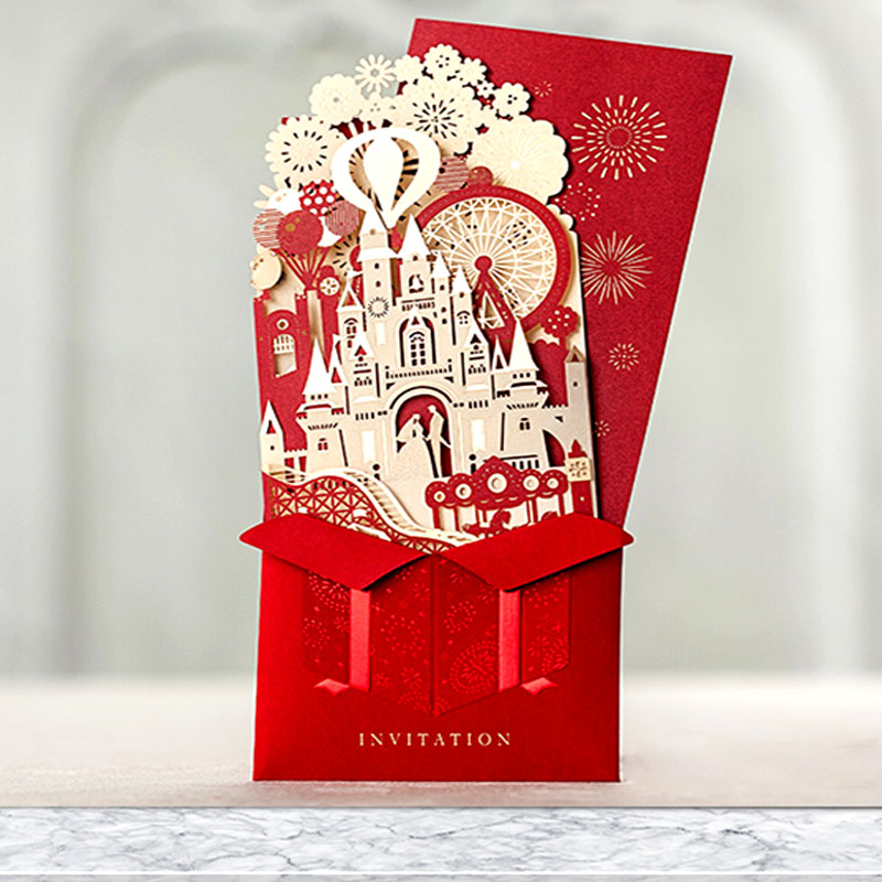 10PCS Invitations Wedding Book Invitations Simple Three-Dimensional Wedding Atmosphere European Custom Envelope Party Supplies