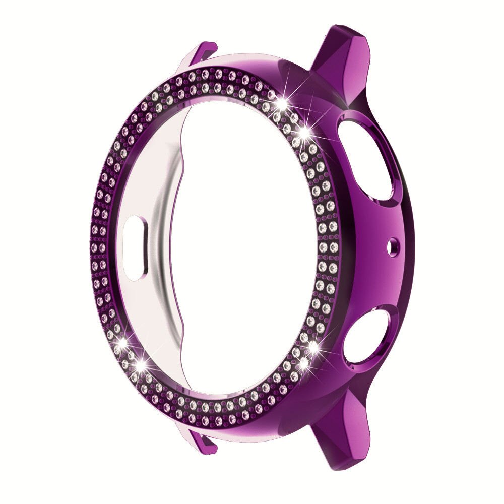 Hoesjes voor samsung galaxy watch active 2 44mm 40mm hoesje voor active 2 band dames dubbele rij diamant pc hoesje bumper: Paars / Voor actief 2 40mm
