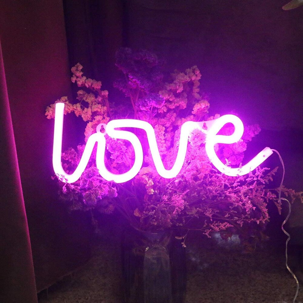 Led Neon Light Teken Liefde Shaped Wedding Party Decoratie Neon Lamp Valentijnsdag Anniversary Home Decor Night Lamp Gif: pink