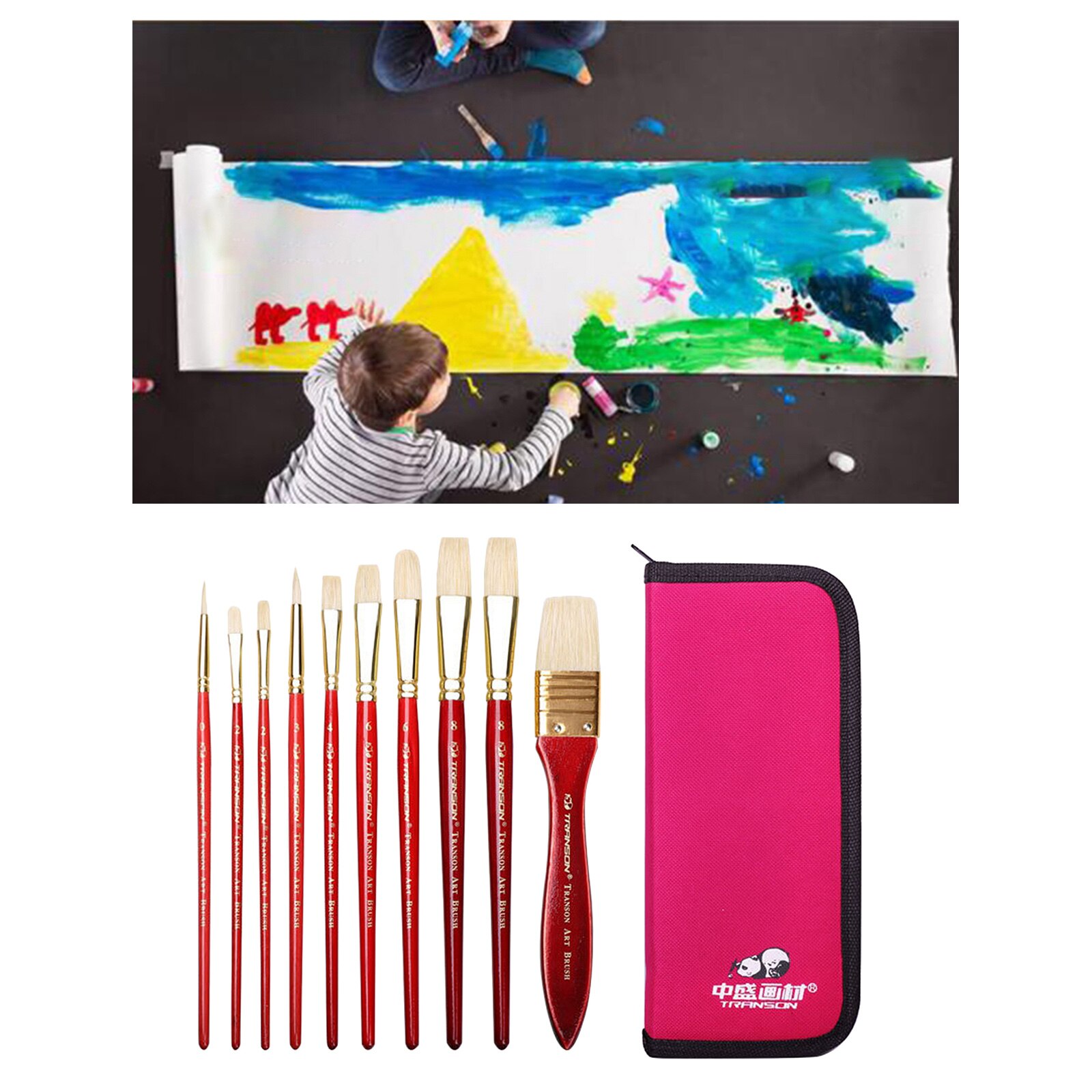 10pcs Art Acrylic Painting Brushes for Watercolor Face Body Painting with Bag