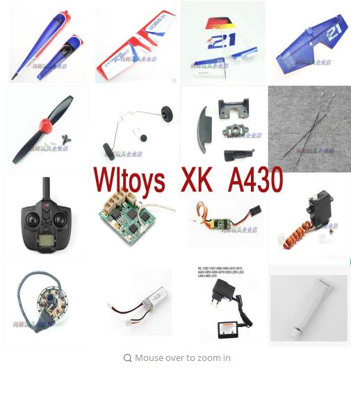 Wltoys – pièces de rechange pour avion XK A430 RC, lames de moteur principales, coque ESC, colle d'aile, servo récepteur de train d'atterrissage, télécommande