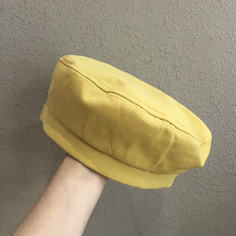 beret kobiety lato cienki oddychający jednolity kolor wszechstronny ośmiokątny kapelusz koreańnarty japońnarty brytyjski retro artysta kapelusz czapka kapitana: żółty