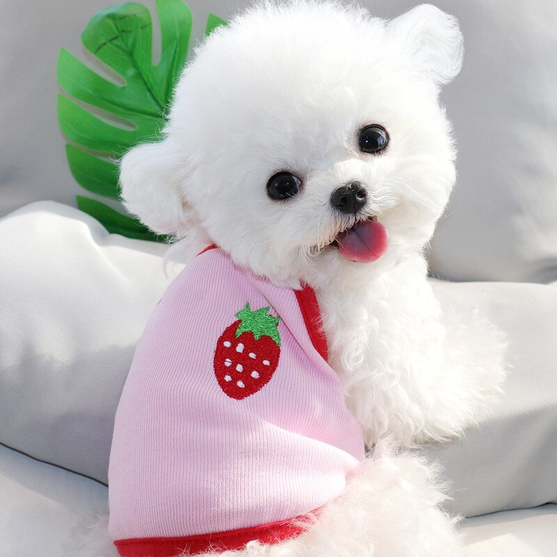 Cute Summe Pet Dog Clothes Strawberry Orange Avocado Watermelon Pattern Dog Vest Dog Sling For Puppy Chihuahua Small Medium Dogs