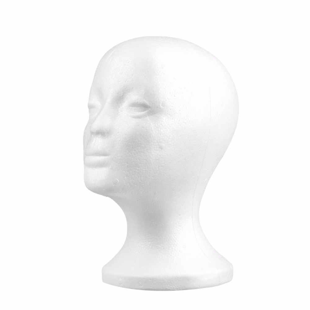 1pc duurzame witte vrouwelijke piepschuim mannequin mannequin hoofd model schuim pruik haar bril display bril hoed display standaard