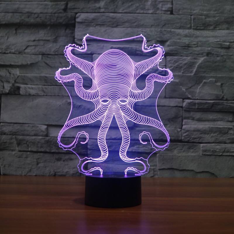 Octopus 3D LED Lamp Colorful Touch Charging Led Visual Lamp Decoration Desk Lamp 3234