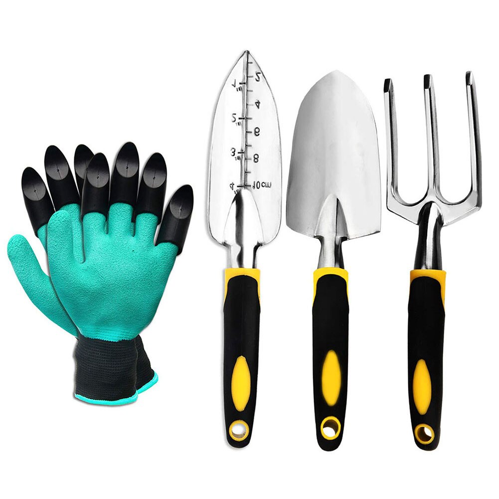 Handheld Blume Pflanzen Skala Kelle Schaufel Rechen Handschuhe Gartengeräte einstellen Pflanzung Skala Kelle Schaufel Rechen Handschuhe Gartenarbeit: Ursprünglich Titel