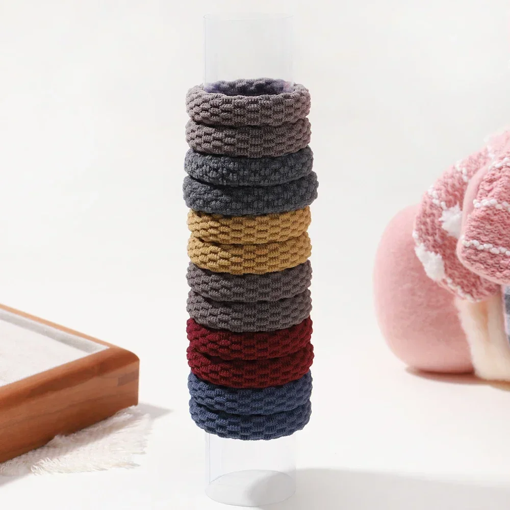Gomas elásticas para el pelo para niña y mujer, cintas elásticas sencillas para el pelo, coletero, accesorios para el cabello, 12 piezas: Blanco