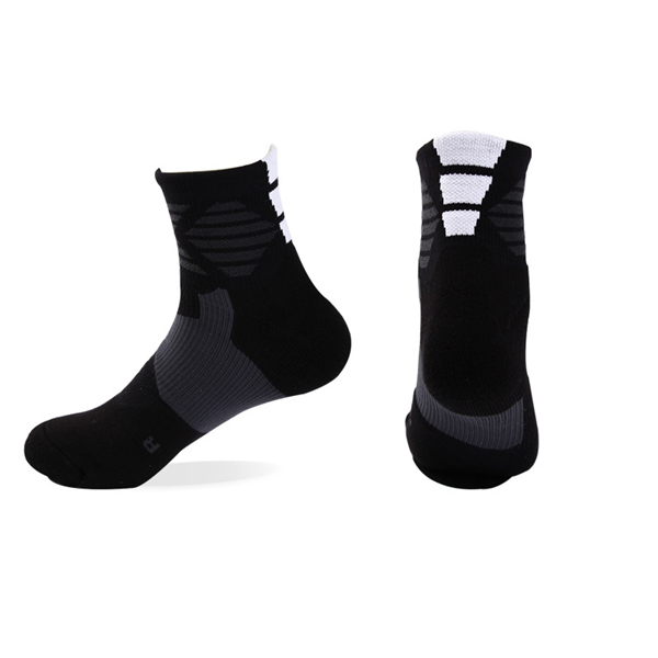 Udendørssport basketball løbende fitness sokker åndbar, skridsikker termisk fortykket ergonomisk sportsbeklædning: Sort hvid