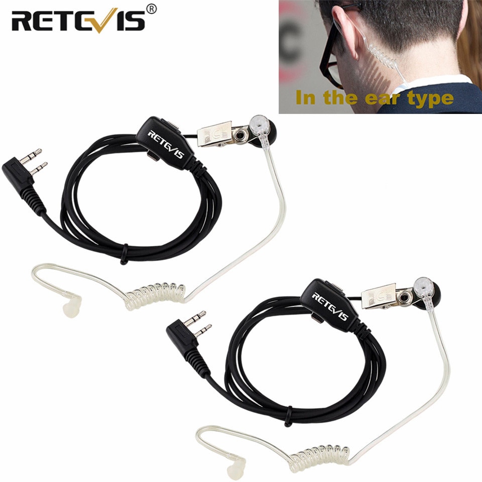 Retevis Akoestische Buis Ptt Mic 2Pin Hoofdtelefoon Walkie Talkie Headset Voor Kenwood Tyt Baofeng 888S UV-5R UV-82 RT22 H777 RT5R Radio