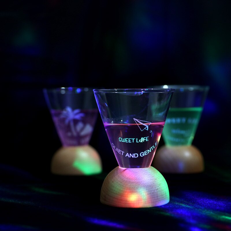 Detomate-vaso de cóctel de arcoíris, con Base de madera de haya, soporte Pausse café, licor, Vodka, copa de vino para Bar y club nocturno