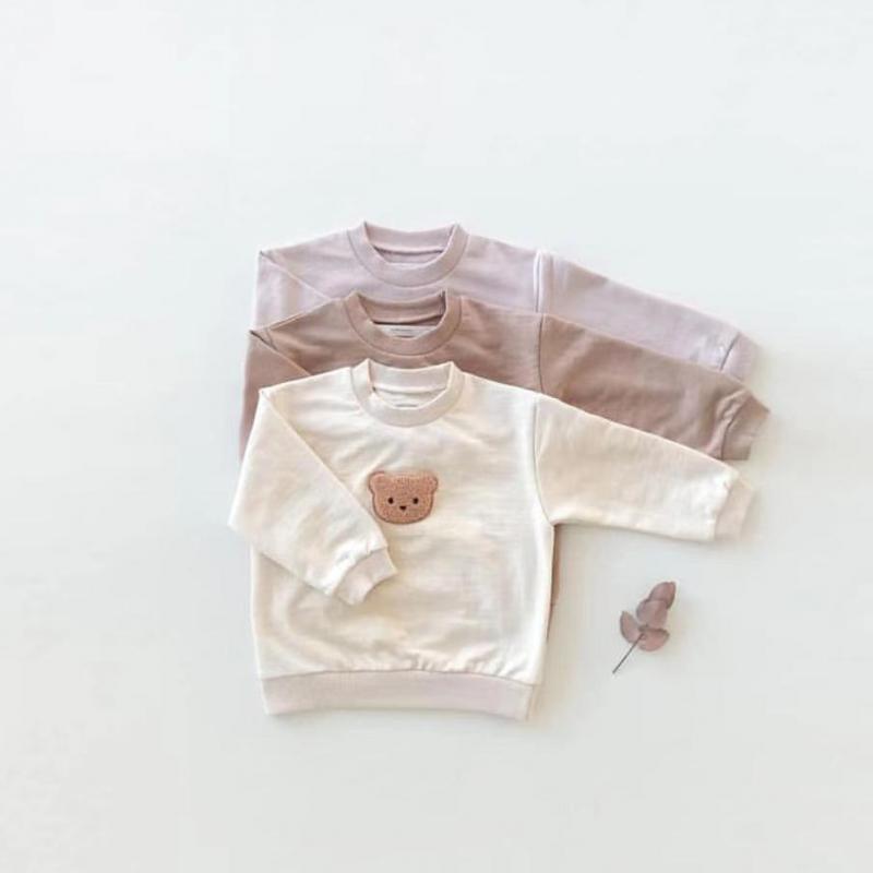 Roupas de bebê 2021 outono moletom para meninos suéteres com estampa de urso bordado manga comprida para meninas roupas infantis