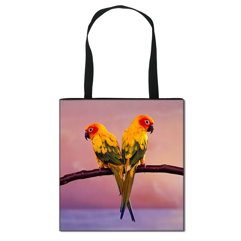 Dames schoudertas met dierenprint, papegaai, dames handtassen, grote casual tassen, dames canvas boodschappentas: Stdyw 02