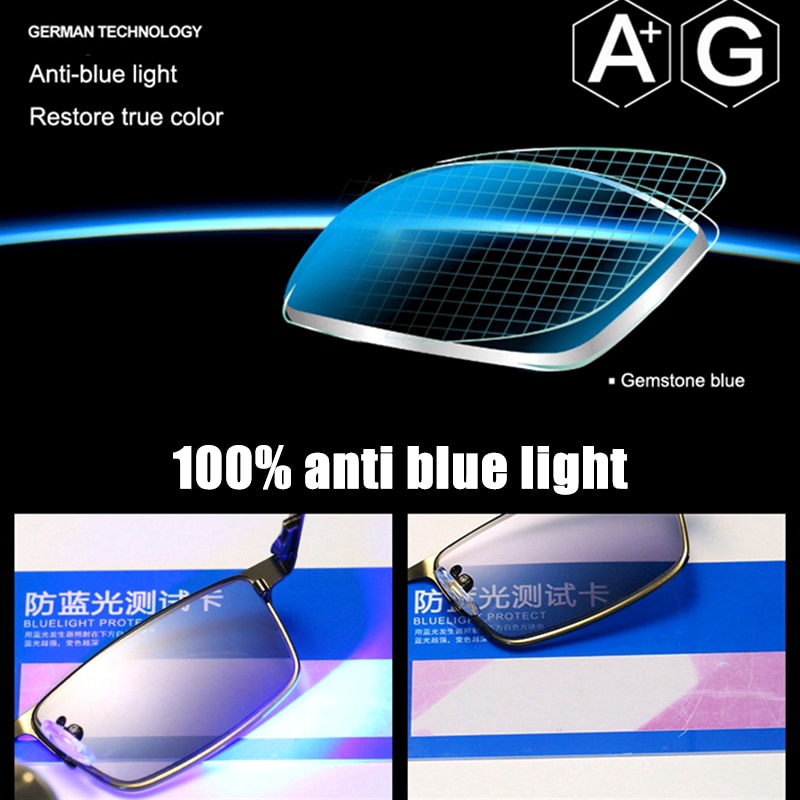 Bifocal Reading Glasses for Men Metal Full Frame Presbyopic Glasse Farsightedness Anti Blue Light Photochromic Uv Protection